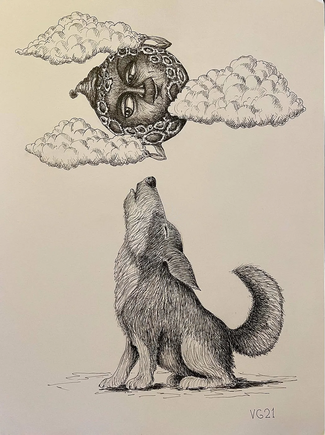 Dog and Moon