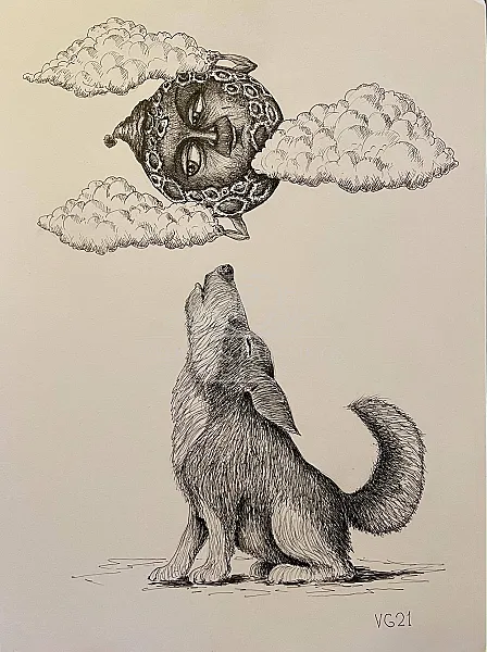 Dog and Moon