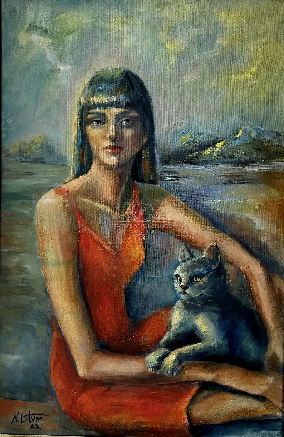 Woman with a cat