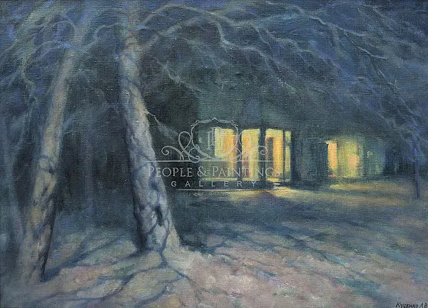 Snow at night