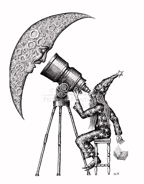 Astronomer and Moon
