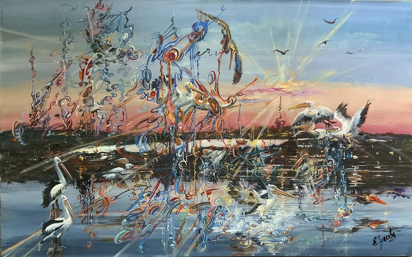 Phantasmagoria with pelicans