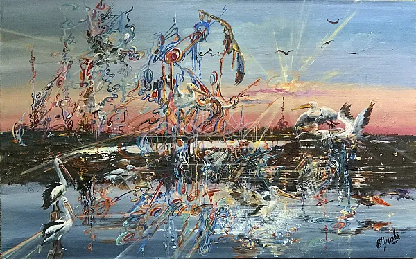 Phantasmagoria with pelicans