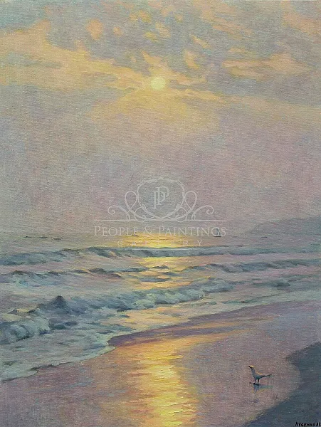 A pastel sunset over the sea.