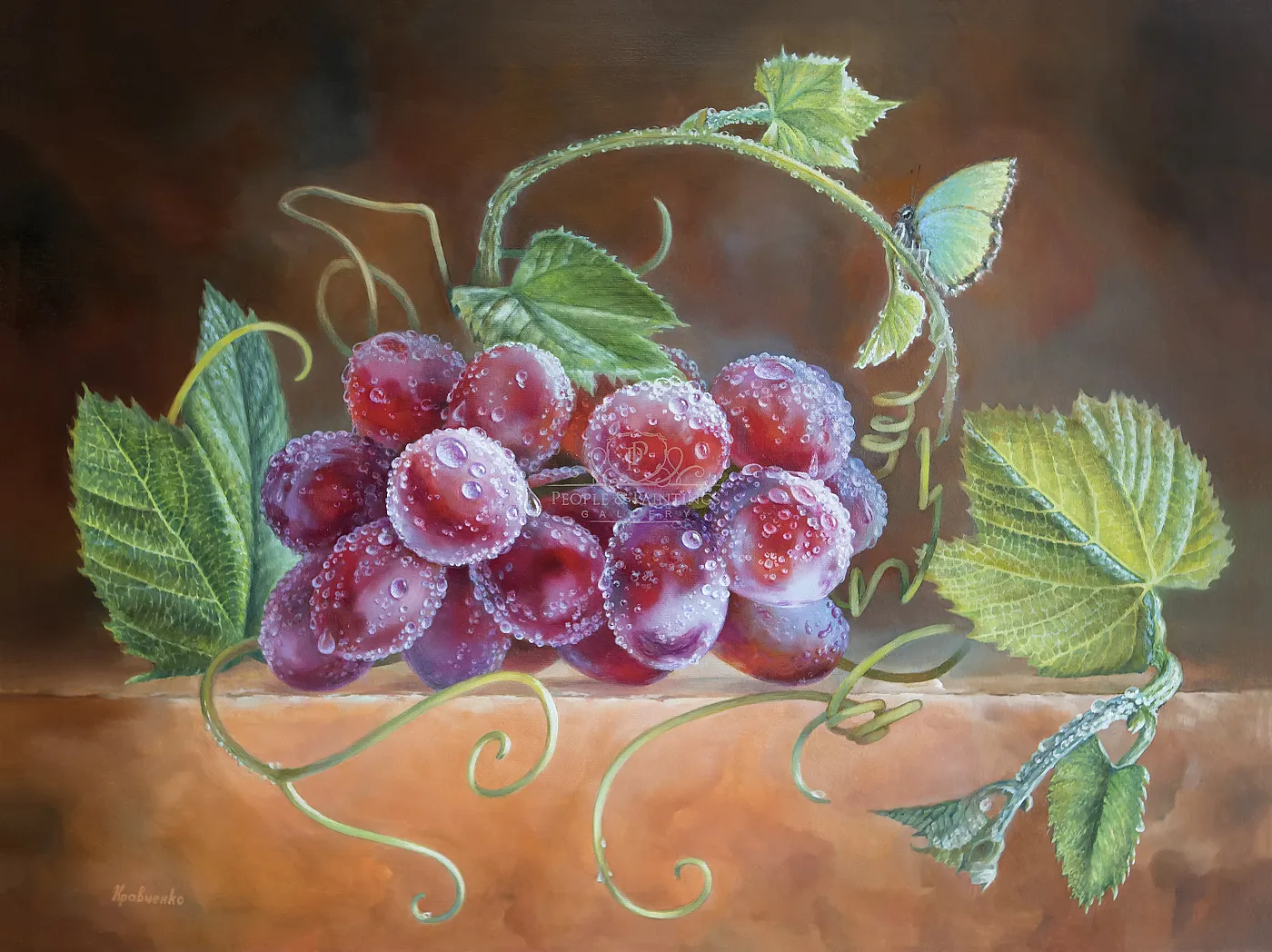 Grapes After the Rain and a Butterfly