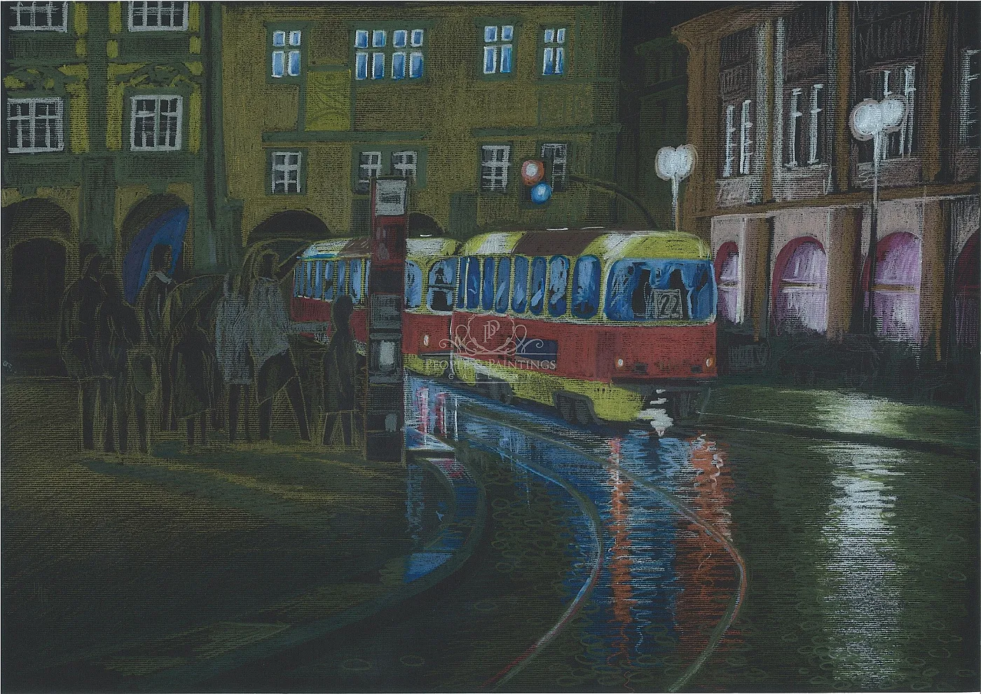 Rainy evening. The Lesser Town Square. Prague
