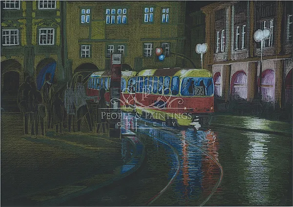 Rainy evening. The Lesser Town Square. Prague
