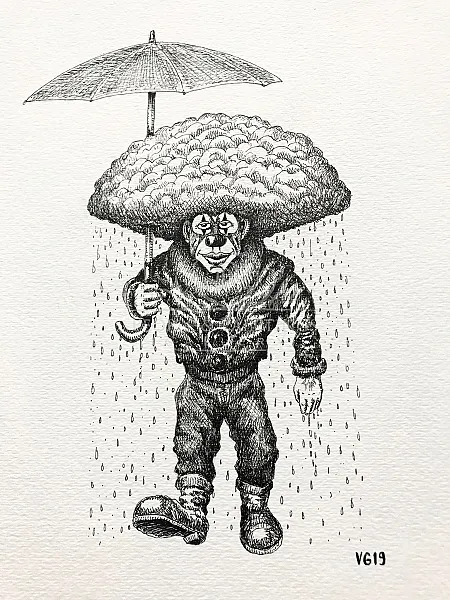 Clown and Umbrella