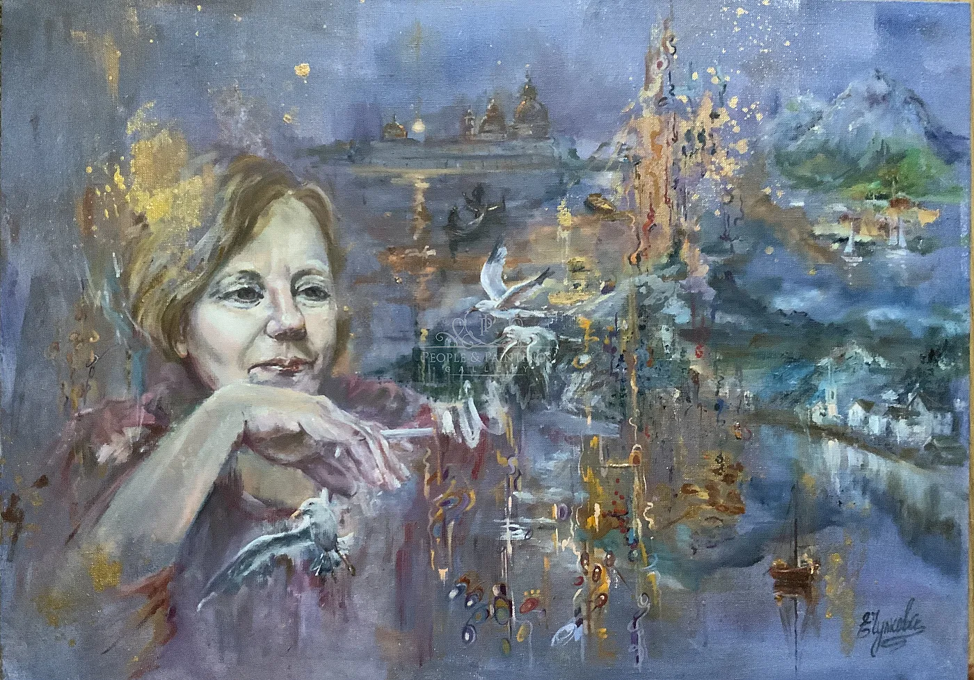 Portrait with seagulls