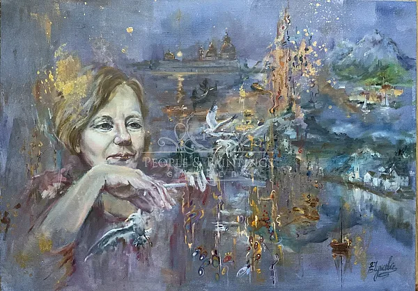 Portrait with seagulls